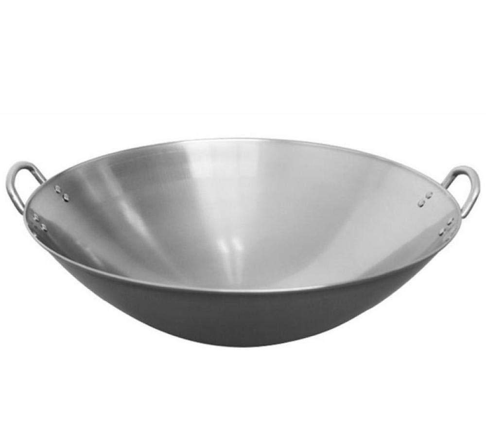 YNIYUJKL Handmade Iron Wok,Professional Binaural Wok Commercial Use Uncoated Health Round Bottom With Helper Handle,46Cm,40Cm,43cm