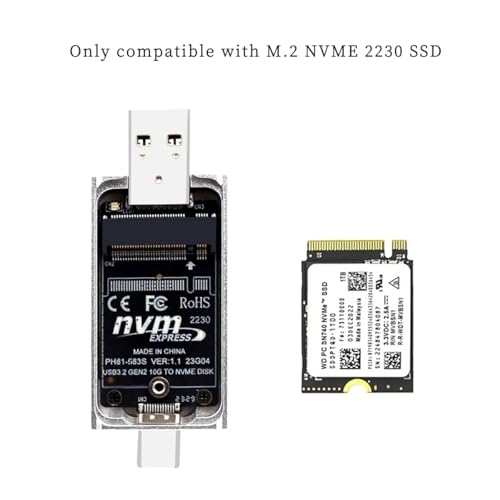 Enclosure SSD M.2 NVME 2230 10G con USB-A y USB-C miniatura 4
