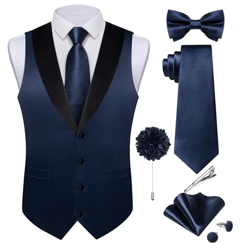 DiBanGu Men's Satin Vest and Tie Set