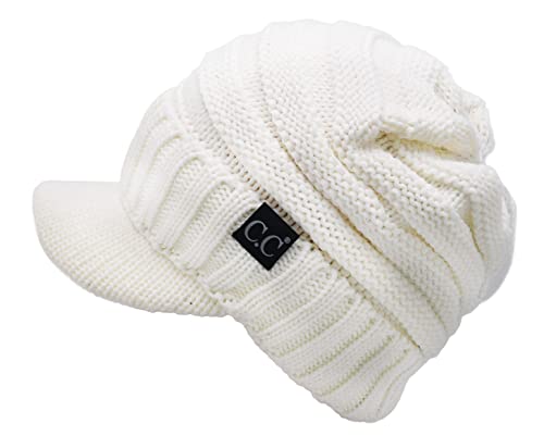 Image of C.C Trendy Warm Oversized Chunky Soft Oversized Ribbed Slouchy Knit Hat with Visor Brim