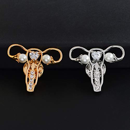 Image of Nurse Pin Stethoscope Pins Cuterus Heart-Shaped Pins Lapel Pin Personality Medical Jewelry for Women Nurse Accessories Gifts Hat Lapel Pins(Gold)