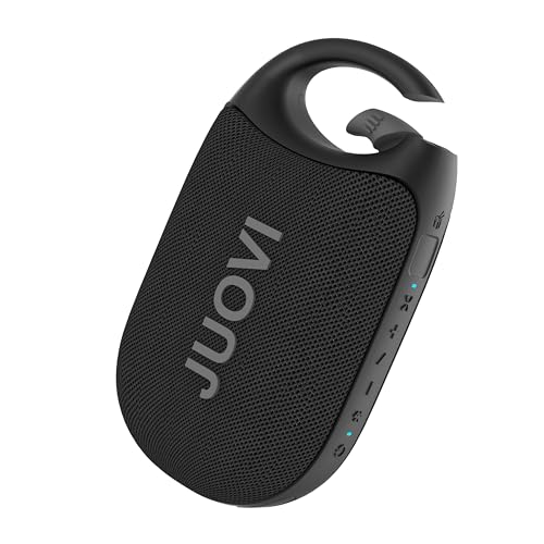 JUOVI Cassa Bluetooth Portatile, Audio Stereo, 24 Ore di Autonomia, Volume Alto, Bluetooth 5.3, IP68 Waterproof, Built-in Carabiner, per Spiaggia, Camera ed Esterno(Nero)