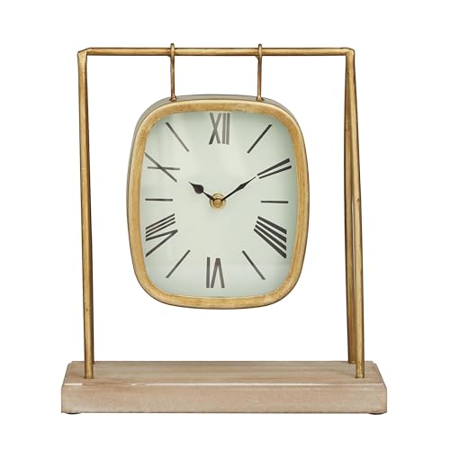 Deco 79 Wood Pendulum Clock with Wood Base, 10 x 5 x 11, Gold