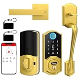SMONET Cerradura inteligente para puerta delantera con asa, teclado electrónico