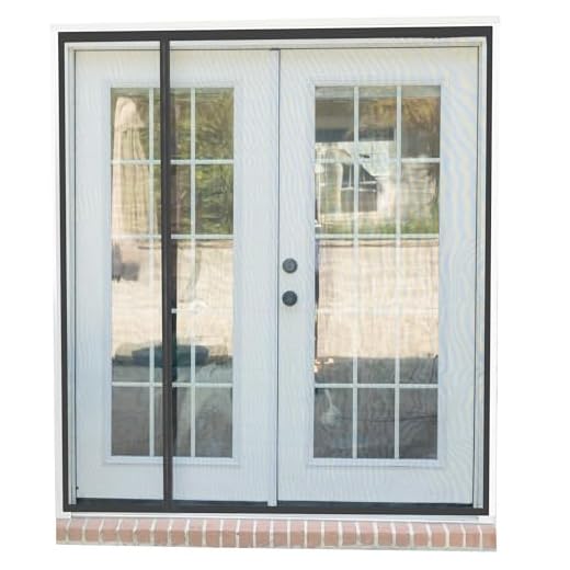 Fenestrelle Magnetic Screen Door for French & Sliding Door, Fits 70 x 80 in Door, Heavy Fiberglass Mesh, Self Closing Continuous Magnetic Seal, Black Trim