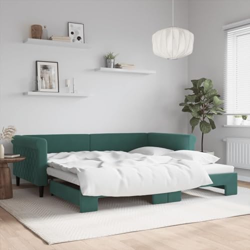 NITCA Canapé Convertible 2 Places Lit de Jour avec gigogne Canapé lit clic clac 2 Places Convertible bz Convertible 2 Places Banquette lit-Vert foncé-100 x...