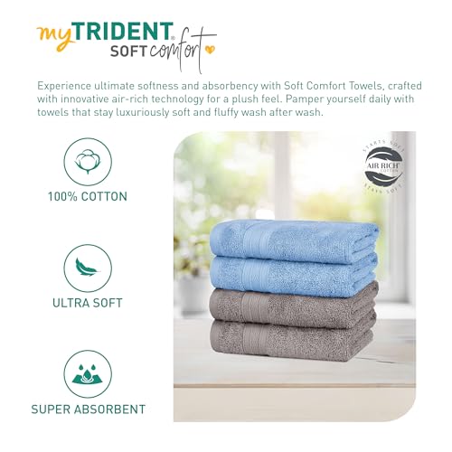 Image of MYTRIDENT Soft Comfort Air Rich Towel 100% Cotton Hand Towel for Daily use, 500 GSM Highly Absorbent Towels for Men /Women, 4Pc Hand Towel Set (41 cm X 66 cm), Charcoal and Allure