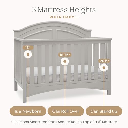Image of Delta Children Perry 6-in-1 Convertible Crib - Greenguard Gold Certified, Moonstruck Grey