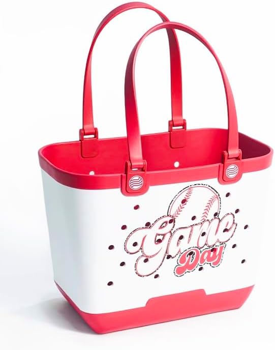 Rubber Beach Tote Bag, Baseball, Waterproof, Large Capacity, Interior Zippered Pocket, Great for Games, Beach, Pool, Travel, Lake, Tournaments, Baseball Fans, Moms, Gifts - Image 8