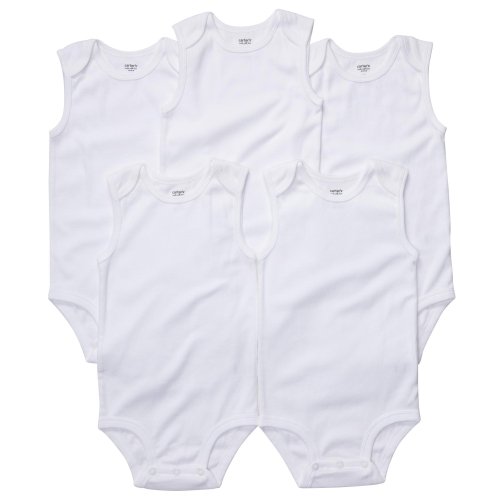 Carter's 5-pack Baby Unisex White Sleeveless Bodysuits