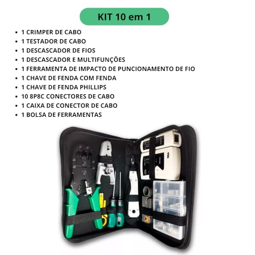 Conjunto de Ferramentas de Manutenção Rede Informática e Computador, Testador Lan Crimpar Rj45, Ferr