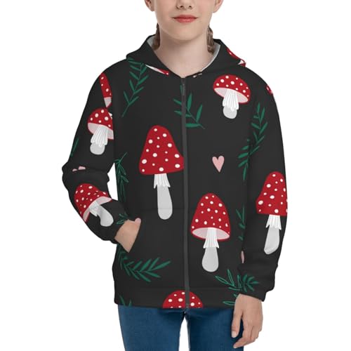 Amanita Mushroom Kid Hoodies Boys Zip Up Sweatshirts Girls Pullover with Pocket3
