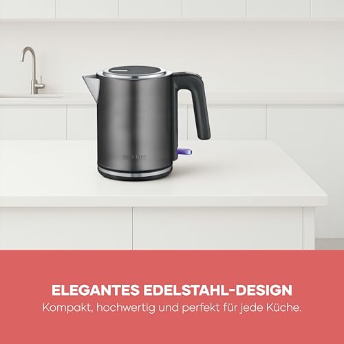 Severin Wasserkocher mit Fast-Boil-Power und Kalkfilter, 1 L Fassungsvermögen, Einhandbedienung, Teekocher mit 360° drehbaren Sockel… – Ansicht 5
