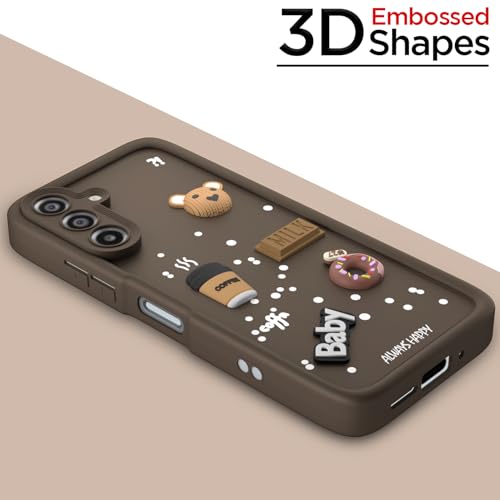 Image of Outlouders Back Cover for Samsung Galaxy M17 5G / A17 5G / F17 5G | 3D Cartoon Bear Cute Fun Silicone Full Body Protection Bumper Case (Brown)