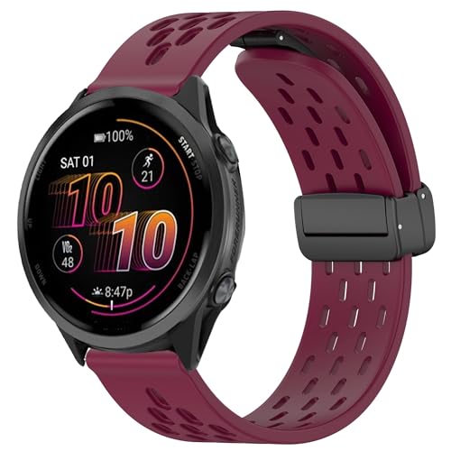 Garmin Forerunner 570�p�o���h�A20mm�A22mm�̒ʋC���̂���V���R�������p�o���h�X�g���b�v�BGarmin Forerunner 570 42mm�A47mm�AForerunner 55�A165�A245�A255�A265�A645�ɑΉ� (