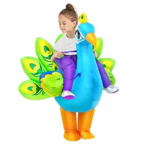 Disfraz inflable de pavo real para niños miniatura 2