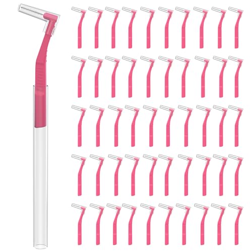 Image of Fremouth 50 Count Angle Interdental Brushes with Extended Handle for Braces, Extra Tight(0.6mm), L- Shaped Interproximal Floss for Dental Plaque Removal Health