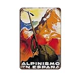 HUYNHTY Alpinismo En España - Póster retro de metal de hojalata, arte elegante, pintura de hierro, bar, cueva de personas, cafetería, garaje, póster decorativo de pared, 20 x 30 cm