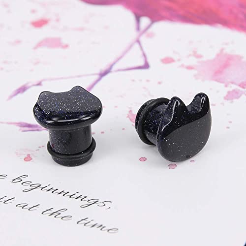 Cute Cat Natural Organic Stone Ear Plug Single Flare Ear Tunnel Gauge Stretcher Ear Expander Piercing 2g-5/84