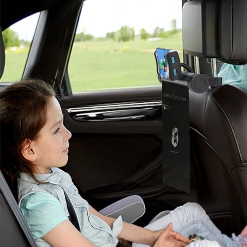Image of JSCARLIFE Roller Car Trash Can with 2 Leakproof Bags - Headrest Hanging Garbage Bin for SUV /Sedan, Waterproof Aluminum Alloy Design, 360 Adjustable Holder (Gray)