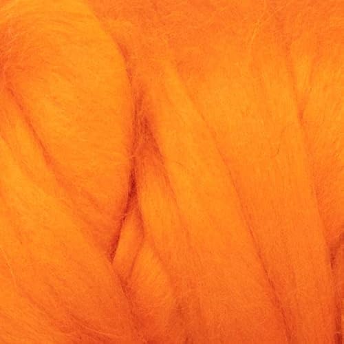 Kondoos Colored Natural Wool Roving, 8 Oz. Best Wool For Needle Felting, Wet Felting, Handcrafts And Spinning. (Orange) #TOP3