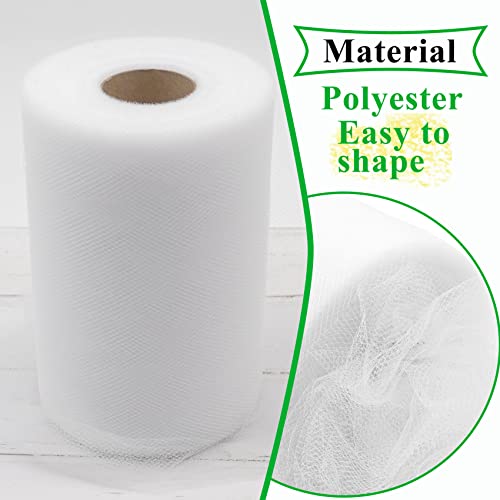 white tulle fabric rolls 6 inch by 100 yards 300 feet fabric spool tulle ribbon for diy white tutu bow baby shower birthday party wedding decorations christmas gift wrapping craft supplies