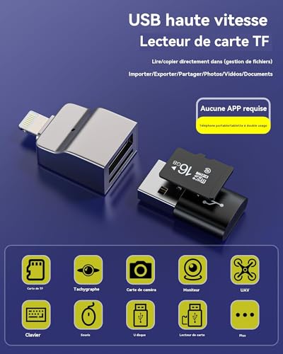 Adaptateur Micro SD Lightning Port USB pour Clé USB iPhone - 2