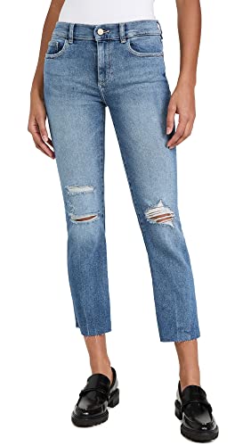 DL1961 Mara Straight Mid-Rise Instasculpt Ankle in Light Distressed Light Distressed 25