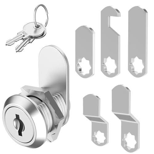 VACUBXBY 16 mm Cerradura buzón con 5 placas de cerradura diferentes y 2 llaves Cerradura de seguridad de leva de armario para buzones de carta/herramientas, taquilla, archivador