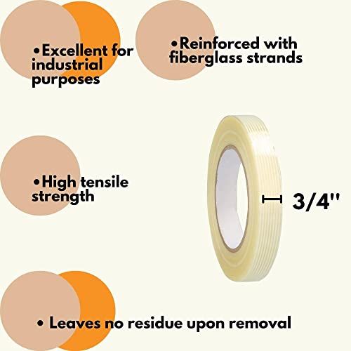 Psbm Filament Tape, Medium Grade, 0.75 Inch X 60 Yards, 24 Pack, 3/4 Inch Tensilized Fiberglass Strand Tape For Bundling Palletizing Reinforcing #TOP3