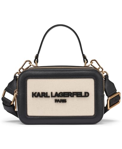 Image of KARL LAGERFELD Paris Simone Women's Shoulder Bag, Natural/Black, M, Simone shoulder bag
