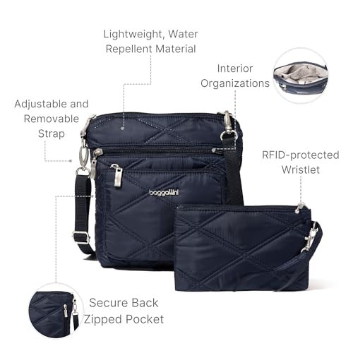 Image of Baggallini Pocket Crossbody Bags for Women 8x8 Small Lightweight Durable Water-resistant Travel Purse W /Rfid