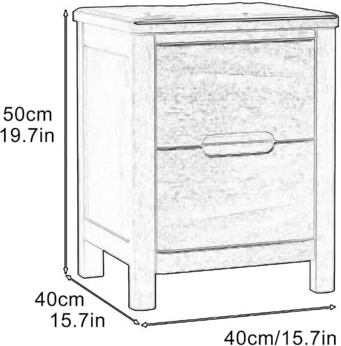 Retro Nightstand - 2 Drawer Bedside Table with Storage, Lightweight End Table for Living Room, Small Cabinet, Modern Black Design (45cm)