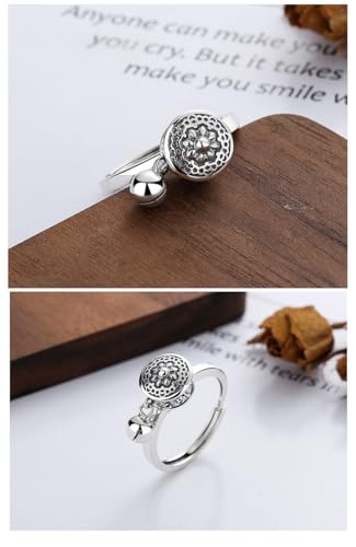 Bague argent 925 femme réglable avec gravure cœur et mantra bouddhiste