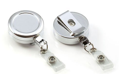 Customcard ltd¨ Heavy Duty Badge Reel Chrome Retractable Badge Reel Belt Clip x 10