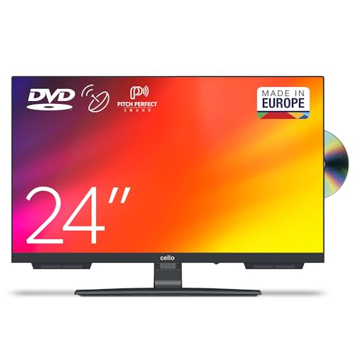 Cello C2424F 24-Zoll-HD-LED-Fernseher Einfach zu bedienender Fernseher mit integriertem rahmenlosem DVD-Player, Dreifachtuner (DVB-C/-S2/-T2), perfektem Klang, ideal für kleine Räume [2025]