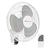 Comfort Zone 16-Inch Fan with Remote Control – Quiet 3-Speed Oscillating Indoor Fan with 90° Wide-Angle Airflow, Timer & Sleep Modes – Space-Saving Wall Fan for Bedroom, Home Gym & Office, White