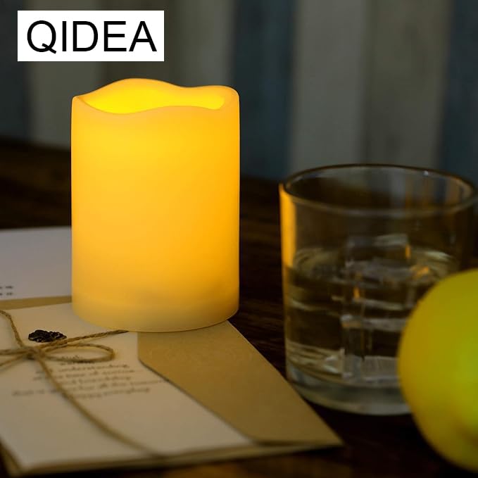 Image of QIDEA Outdoor Waterproof Battery Operated Flameless LED Pillar Candles
