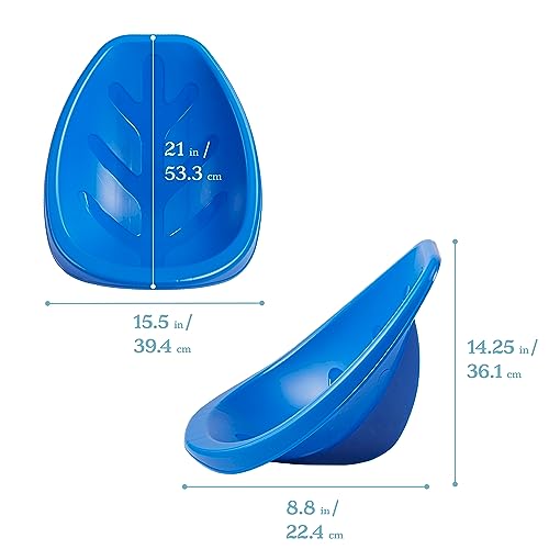 Image of ECR4Kids Plastic Leaf Scoop Floor Rocker Seat, Classroom Furniture, Blue, 6-Piece