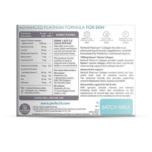 Perfectil Platinum Collagen Drink Supplement for Women Skin - 10 x 50 ml vials