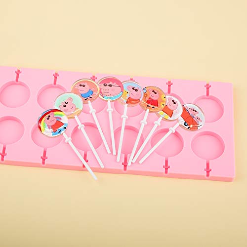 3 Pack Silicone Lollipop Molds,Sonku 12 Cavity Round Cherry Blossoms Swirl Chocolate Hard Candy Mold with 60 Pcs Sucker Sticks - Thumbnail 7