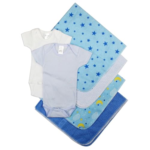 Bambini NC-0403L Baby Boy 8 Piece Layette Sets White & Blue - Large