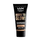 NYX Professional Makeup Base de Maquillaje Born to Glow Radiant Foundation, Acabado Radiante, Cobertura Media Modulable, Fórmula Vegana, Tono: Buff