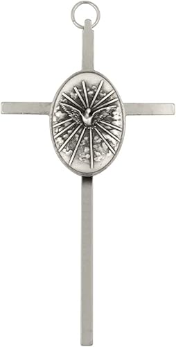 Pequeña cruz metálica de pared, 4.5 pulgadas de alto, gran regalo católico para bautismo, primera comunión y confirmación, decoración cristiana para