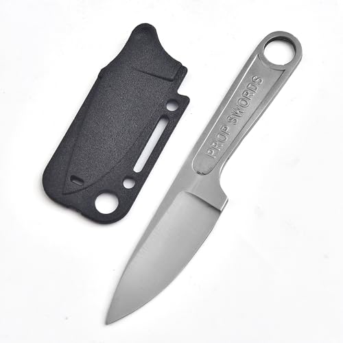 Prop Swords Wrench Handle EDC Fixed Blade Knife with Kydex Sheath Stainless Steel Compact Utility Knife for Camping Bushcraft Hiking Survival Gear Lightweight Neck Knife (Kydex Sheath)