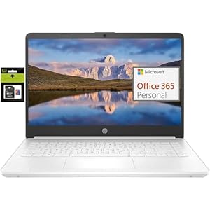 HP Portátil ultraligero de 14 pulgadas para estudiantes y negocios, Intel Quad-Core, 8 GB de RAM, 192 GB de almacenamiento (64 GB eMMC + tarjeta SD Ghost Manta de 128 GB), 1 año de Office 365, USB C,