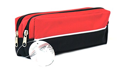 Arpan Trousse à crayons en tissu à double fermeture Éclair Taille XL Idéal pour l'école, le collège, l'uni, le maquillage x 1 (rouge) Cover