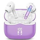 Ecouteurs bluetooth sans fil, Écouteurs Bluetooth 5.4 avec 40H HiFI Son Stéréo, Casque Bluetooth avec 4 Appel Réduction Antibruit Mic, IP7 Étanche, Contrôle Tactile, Oreillette pour Android iOS Violet