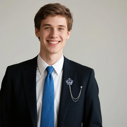 image for GUYI GYGYL 3PCS Crystal Men's Brooch Suit Pin Badge with Chains, Colla