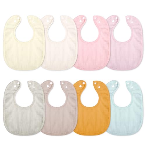 Image of Cherub New Upgraded Baby Drool Bibs for Baby Girl, 8 Pack Absorbent Muslin Baby Bibs for Drooling and Teething, Soft Cotton Bandana Bibs for Baby Girl